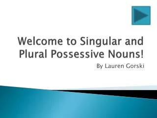 Welcome to Singular and Plural Possessive Nouns!