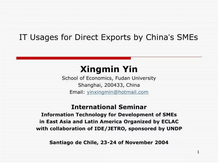 it usages for direct exports by china s smes