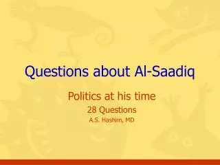 Questions about Al-Saadiq