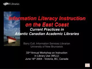 Information Literacy Instruction on the East Coast