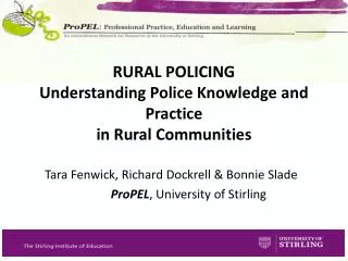 RURAL POLICING Understanding Police Knowledge and Practice in Rural Communities