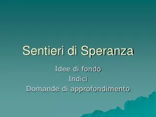 sentieri di speranza