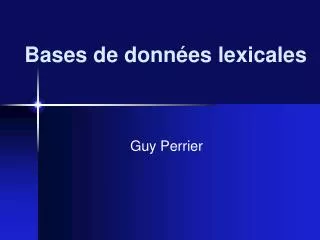 bases de donn es lexicales