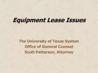 Equipment Lease Issues