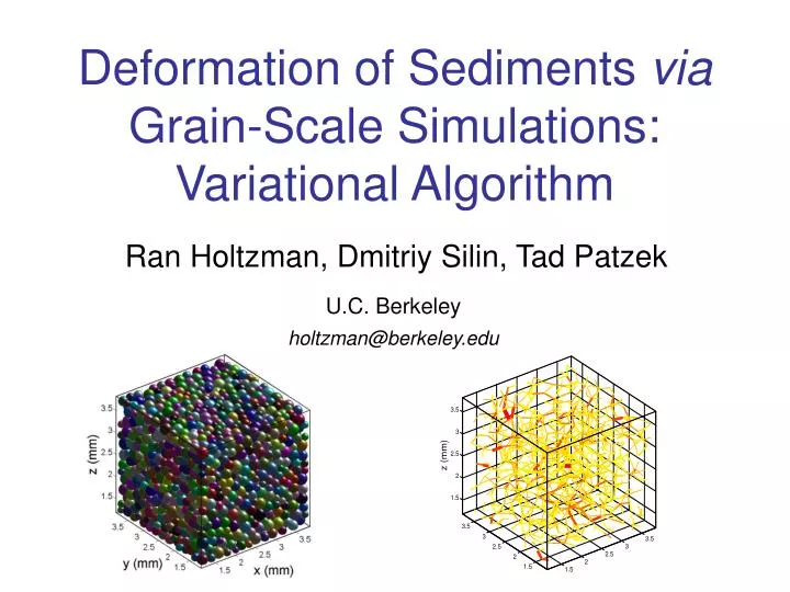 deformation of sediments via grain scale simulations variational algorithm