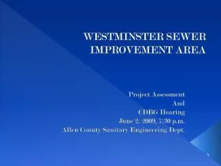 WESTMINSTER SEWER IMPROVEMENT AREA