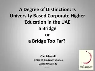 Chet Jablonski Office of Graduate Studies Zayed University