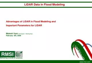 Advantages of LiDAR in Flood Modeling and Important Parameters for LiDAR