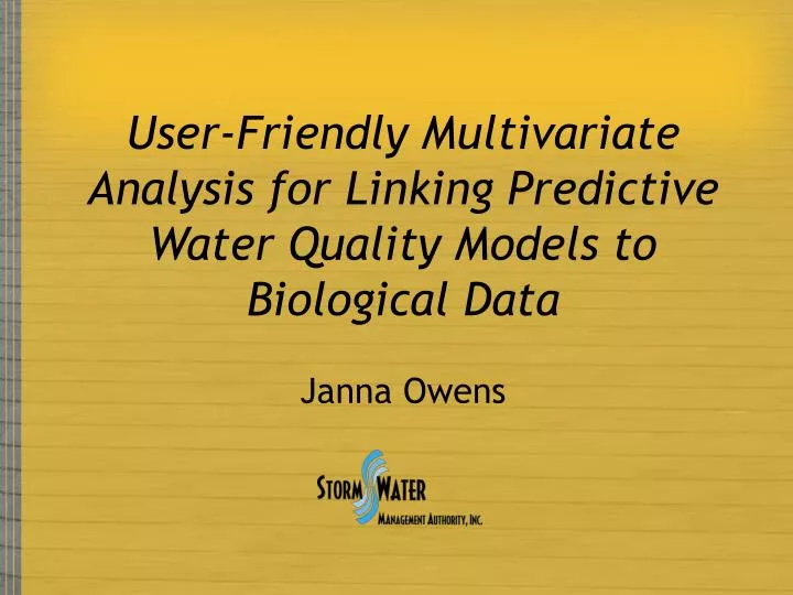 user friendly multivariate analysis for linking predictive water quality models to biological data