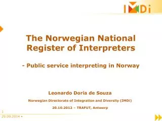 The Norwegian National Register of Interpreters - Public service interpreting in Norway