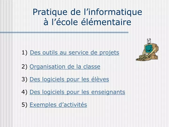 pratique de l informatique l cole l mentaire