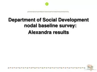 Department of Social Development nodal baseline survey: Alexandra results