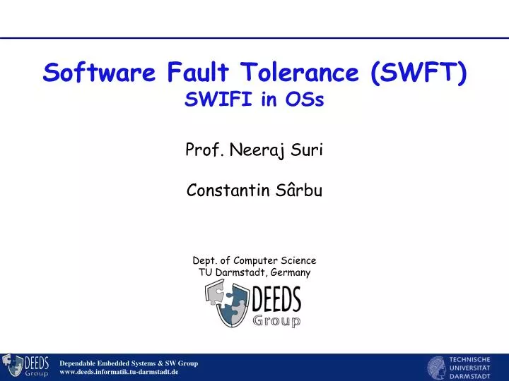 software fault tolerance swft swifi in oss