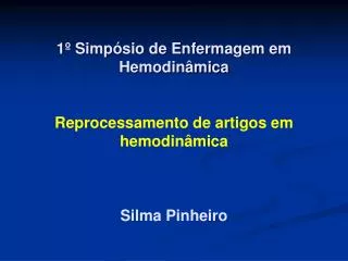 1 simp sio de enfermagem em hemodin mica reprocessamento de artigos em hemodin mica silma pinheiro