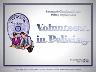 Savannah-Chatham Metro Police Department Volunteers in Policing