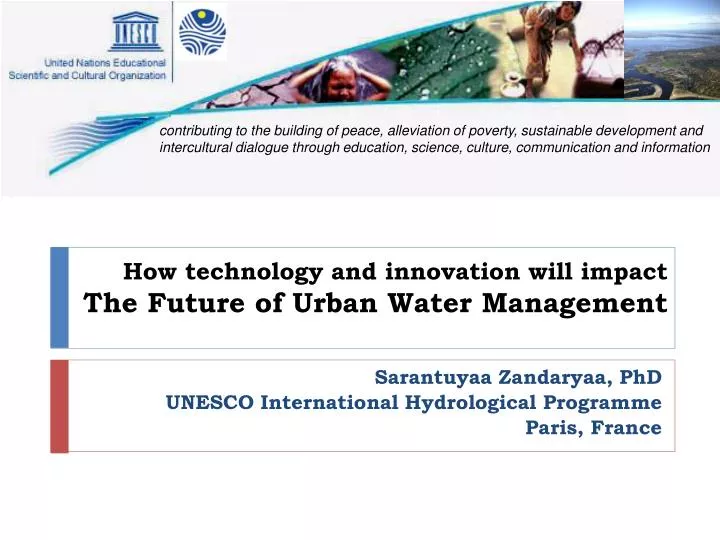 how technology and innovation will impact the future of urban water management