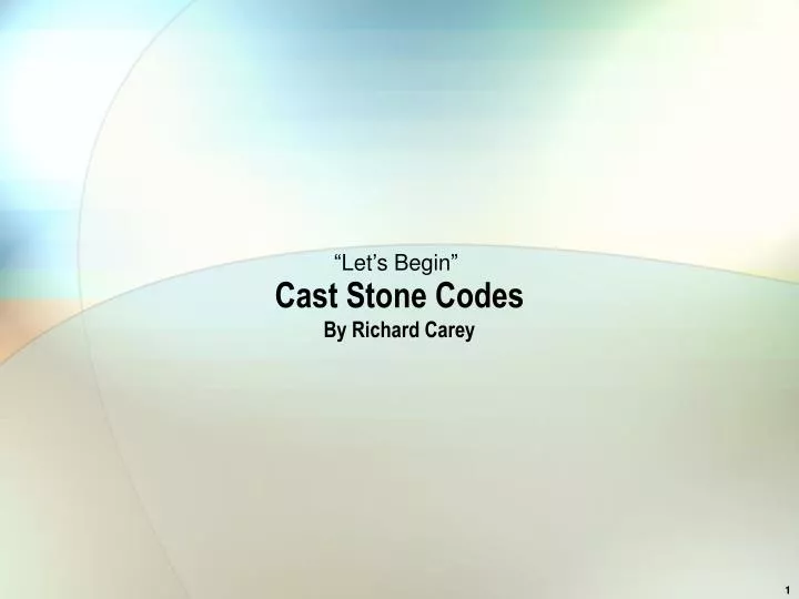 cast stone codes by richard carey