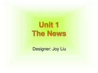Unit 1 The News