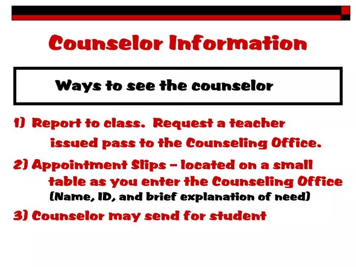 counselor information