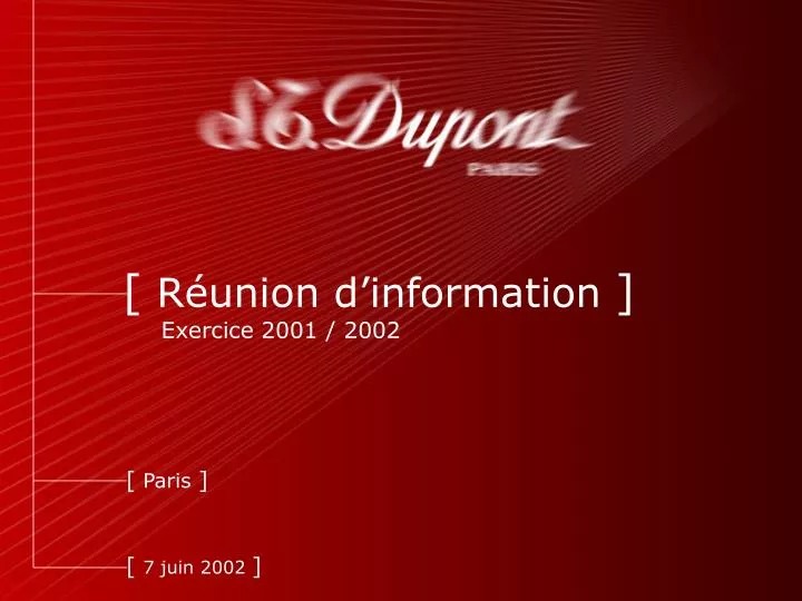 r union d information exercice 2001 2002