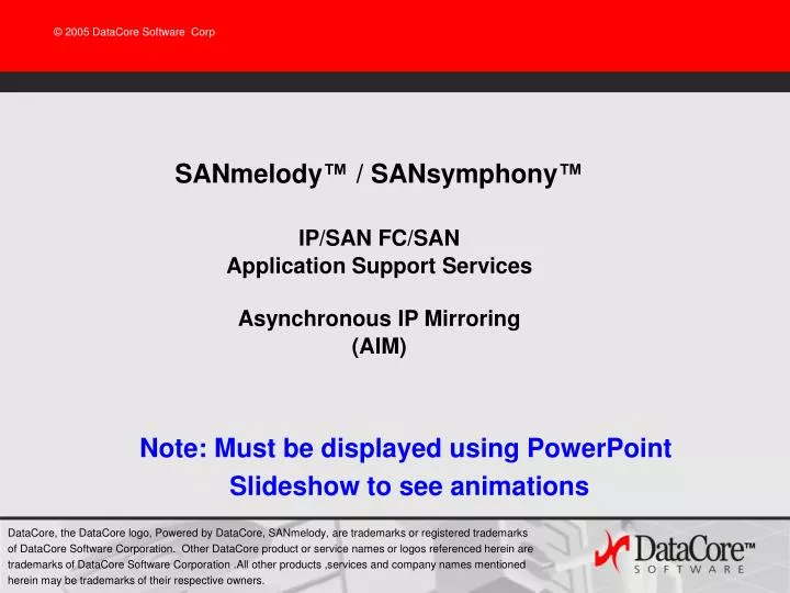sanmelody sansymphony ip san fc san application support services asynchronous ip mirroring aim
