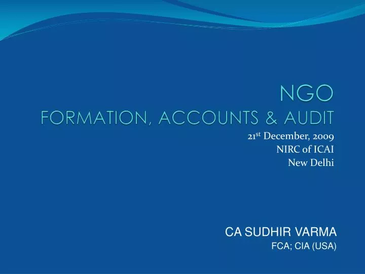 ngo formation accounts audit