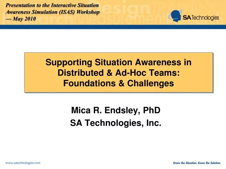 supporting situation awareness in distributed ad hoc teams foundations challenges