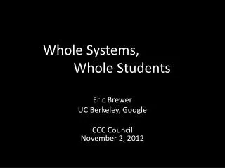 Whole Systems, Whole Students