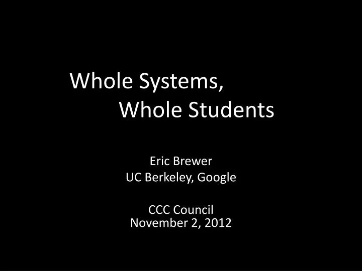 whole systems whole students