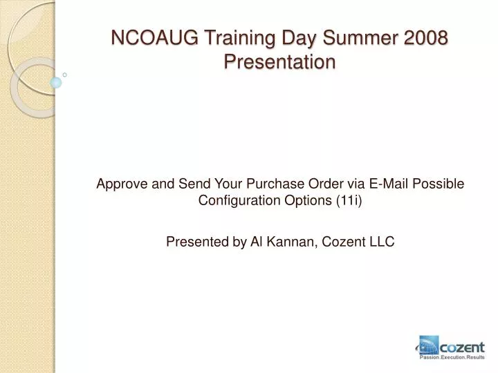 ncoaug training day summer 2008 presentation