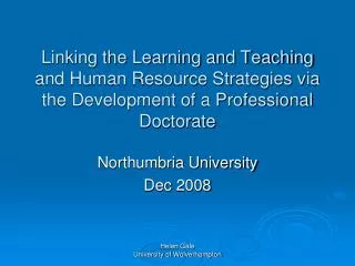 Northumbria University Dec 2008