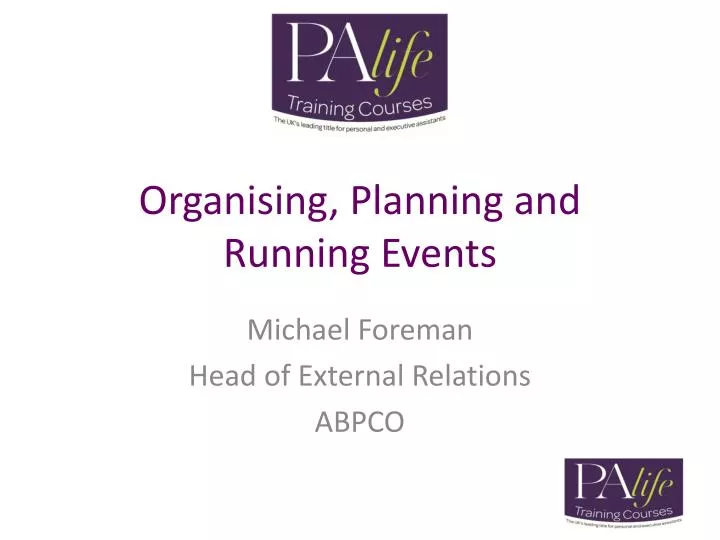 organising planning and running events