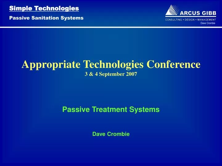 appropriate technologies conference 3 4 september 2007