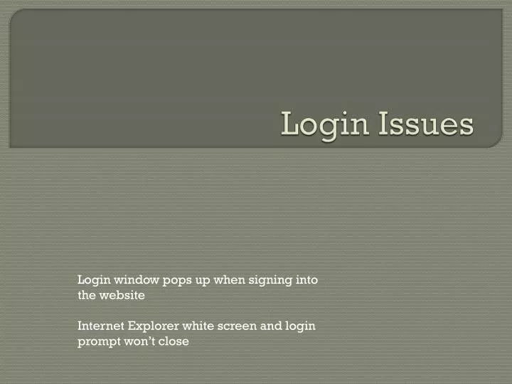 login issues
