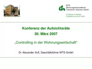 konferenz der aufsichtsr te 30 m rz 2007 controlling in der wohnungswirtschaft