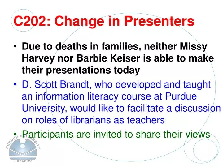 c202 change in presenters