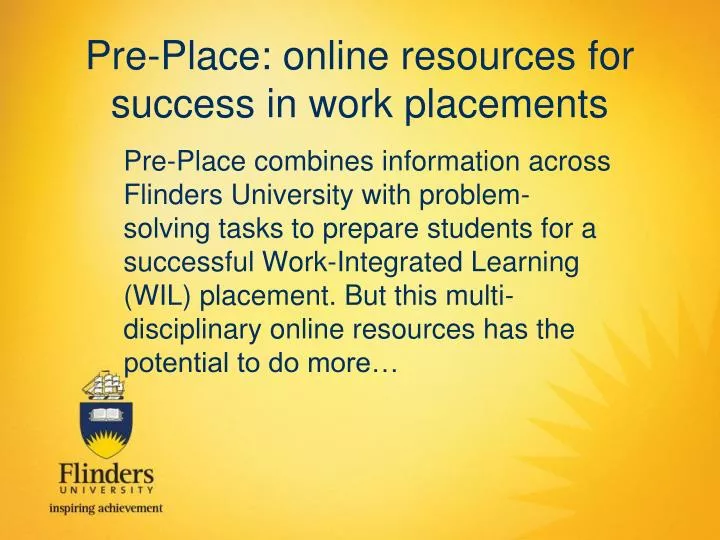 pre place online resources for success in work placements