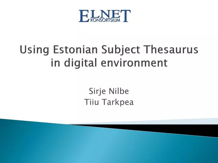 using estonian subject thesaurus in digital environment