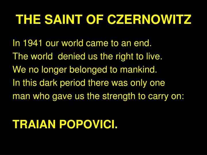 the saint of czernowitz