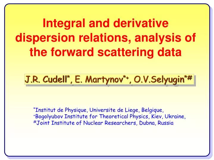 integral and derivative dispersion relations analysis of the forward scattering data