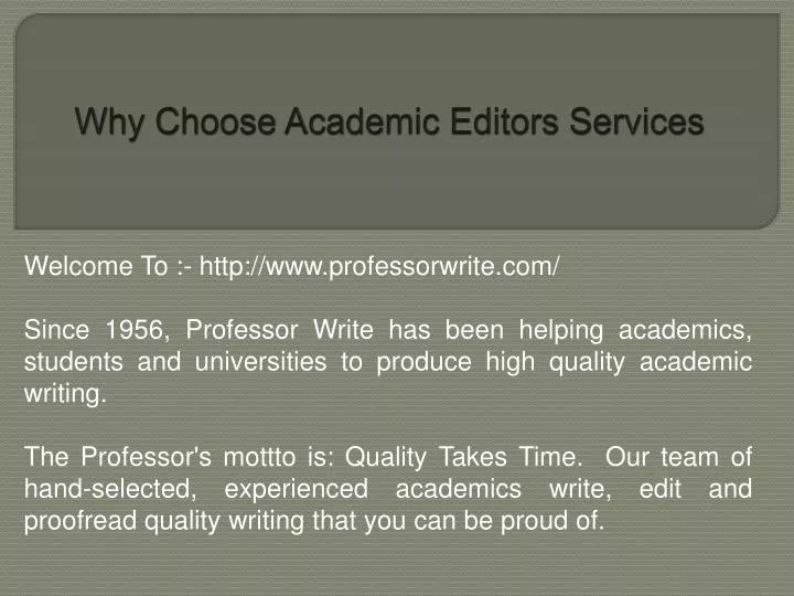 why choose academic editors services