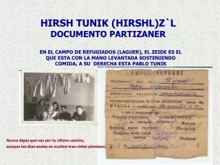hirsh tunik hirshl z l documento partizaner
