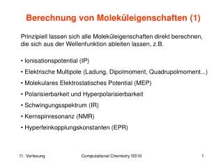 berechnung von molek leigenschaften 1