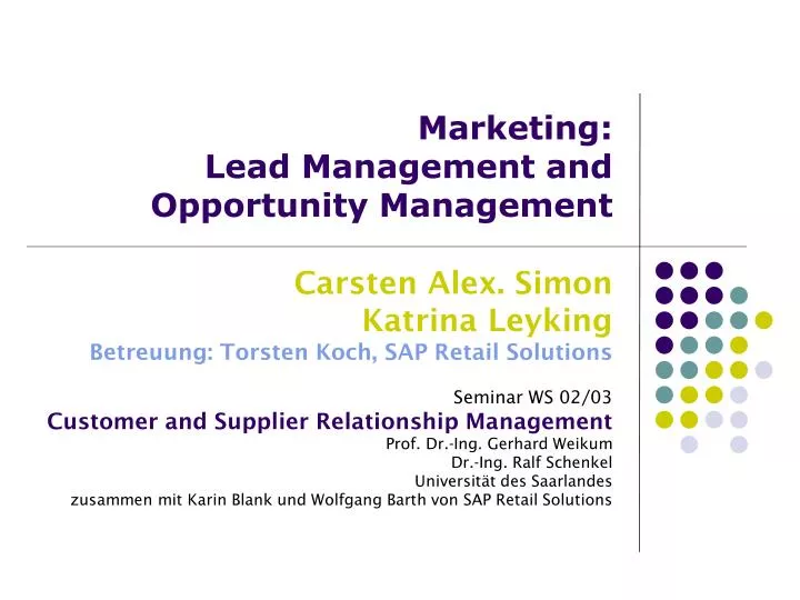 marketing lead management and opportunity management