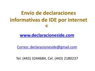 env o de declaraciones informativas de ide por internet