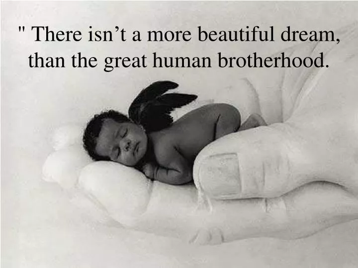 there isn t a more beautiful dream than the great human brotherhood
