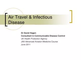 Air Travel &amp; Infectious Disease