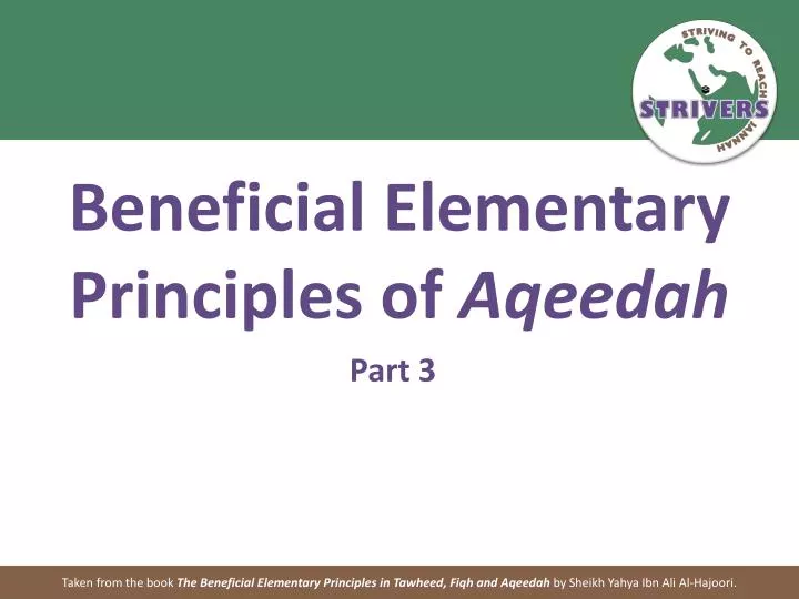 beneficial elementary principles of aqeedah