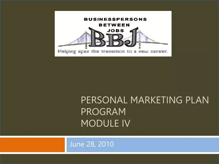 personal marketing plan program module iv