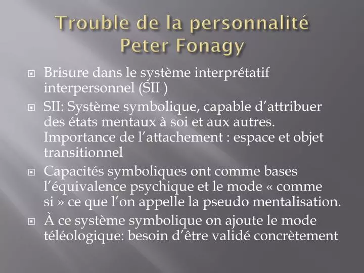 trouble de la personnalit peter fonagy